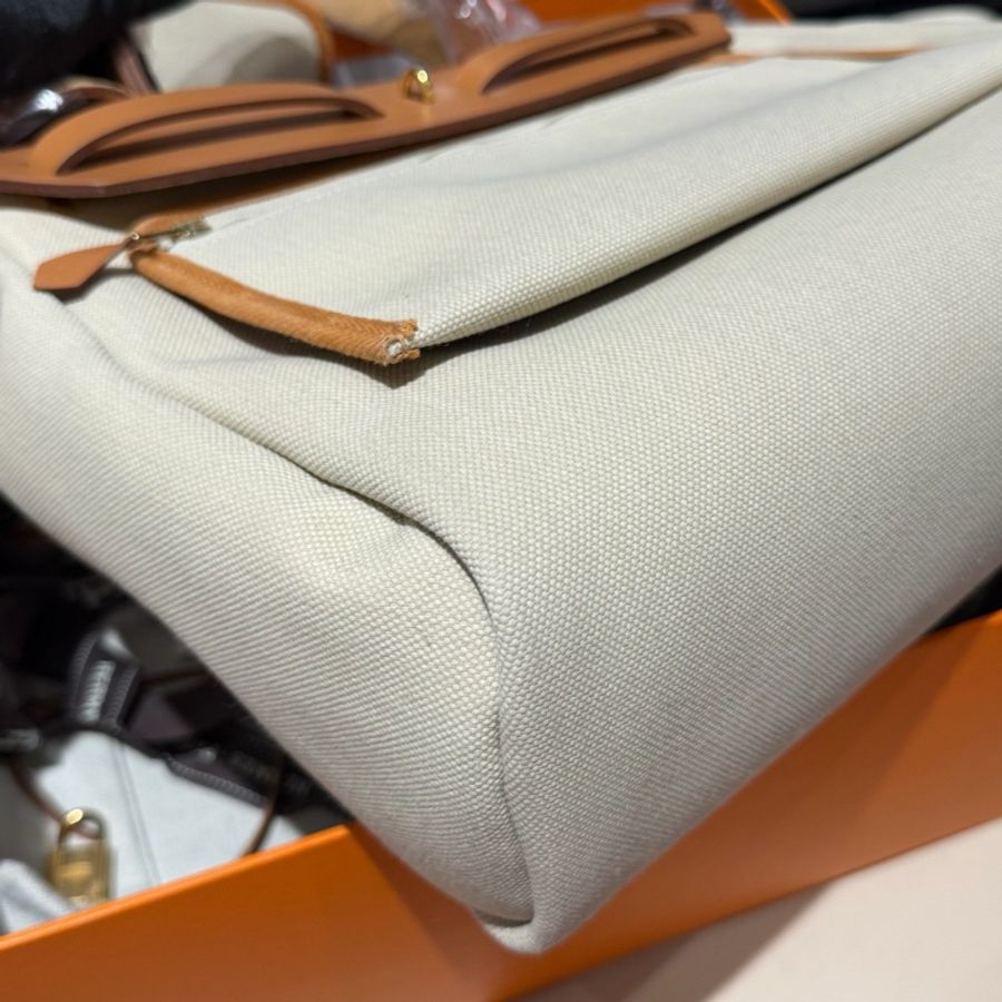 全配全新帶膜🧡#愛馬仕 #淺金棕拼米色帆布 #金扣herbag31-10