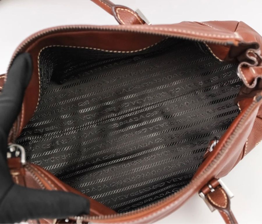 Prada Bonnie 手袋中號 medium 啡色手袋 法棍包-8