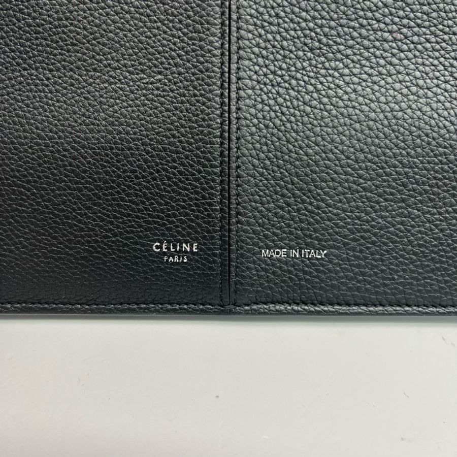 Celine賽琳 黑色荔枝紋牛皮tri fold蝙蝠包 成色97新-7