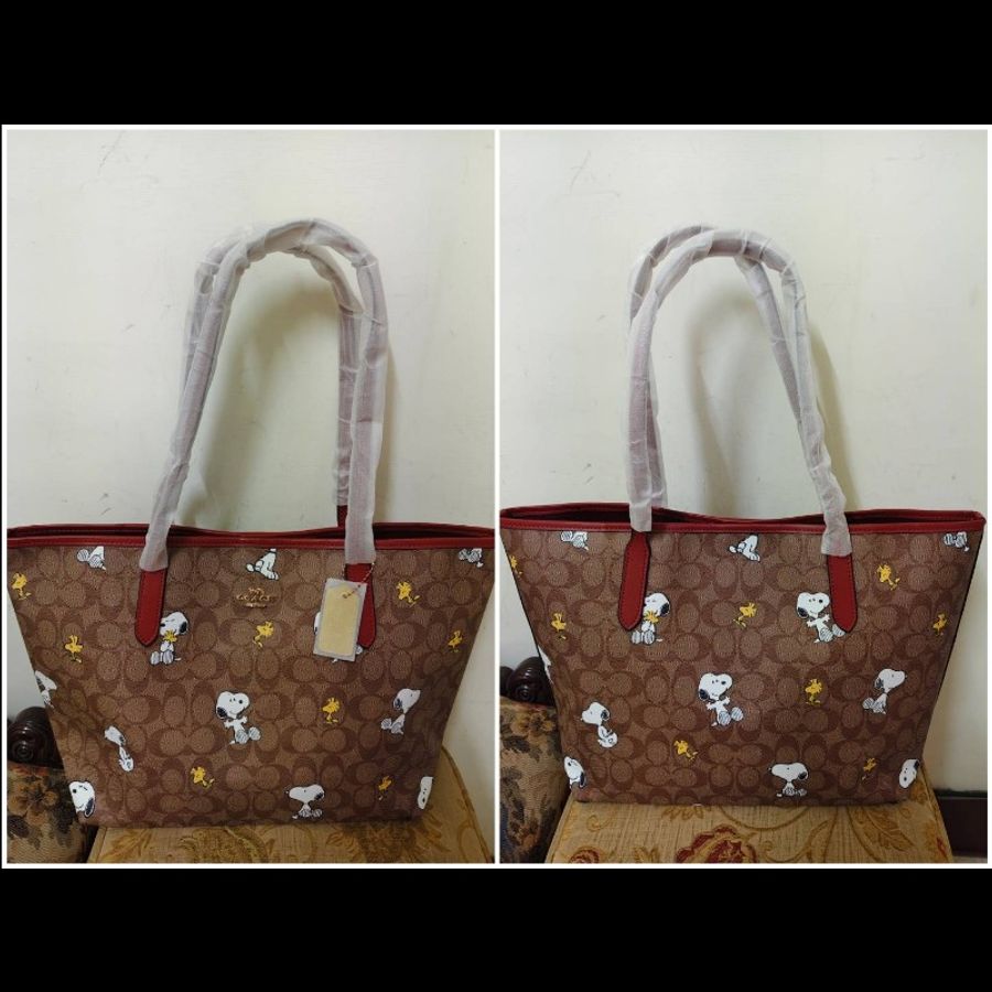 Coach x Snoopy 全新正版現貨 容量大 帆布及真皮包身 手提 肩背包 托特包 請看商品敘述-7