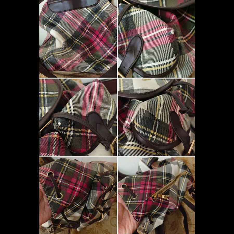 Vivienne Westwood 正版絕版 義大利品牌 有使用痕跡 實用 真皮及帆布包身 手提 後背包 請看商品敘述-2