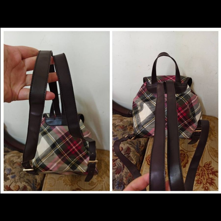 Vivienne Westwood 正版絕版 義大利品牌 有使用痕跡 實用 真皮及帆布包身 手提 後背包 請看商品敘述-8