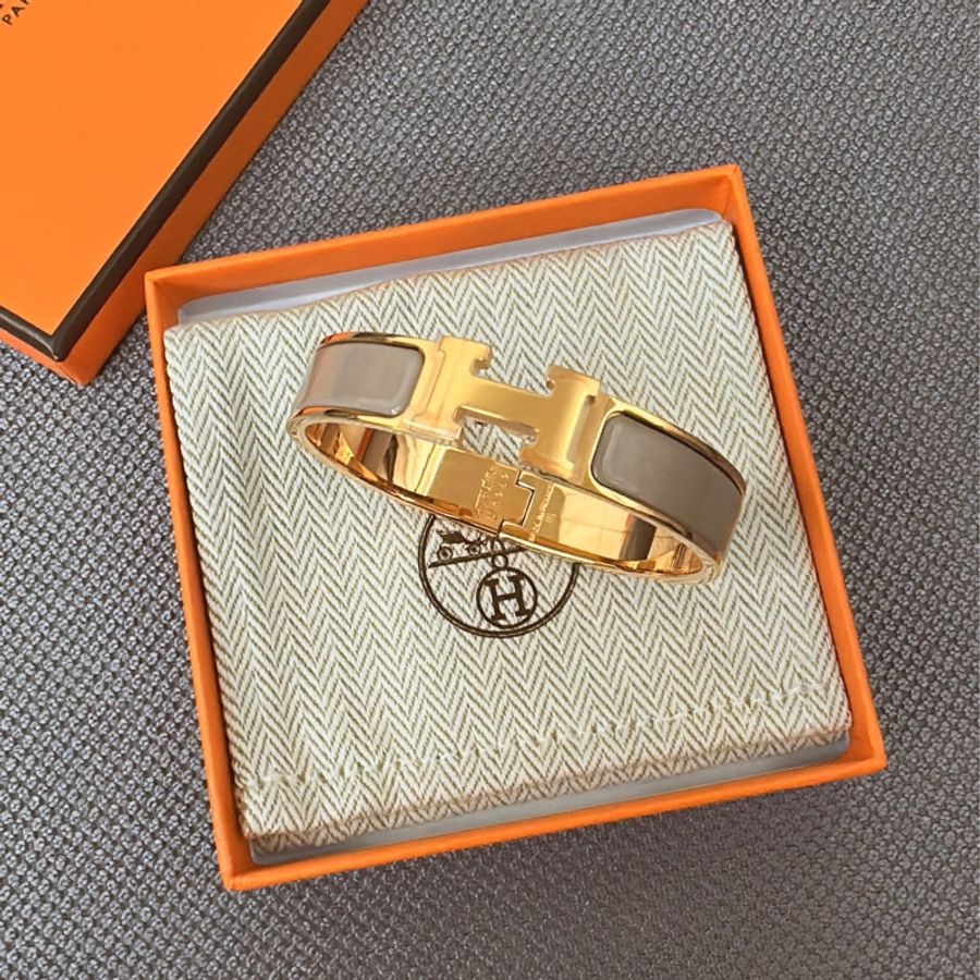 全新Hermes Clic H奶茶金琺瑯手環-3