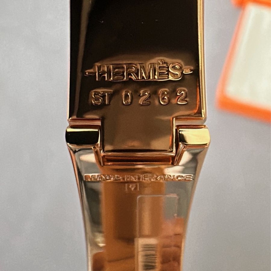 全新Hermes Clic H奶茶金琺瑯手環-15