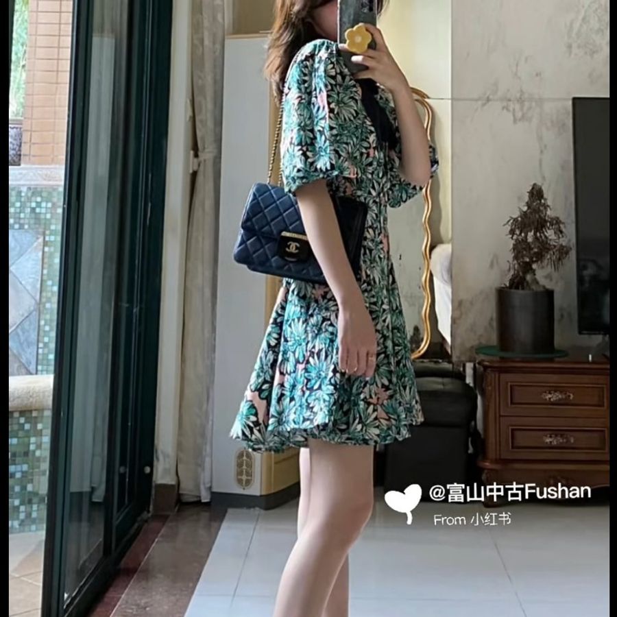 CHANEL 香奈兒 絕版黑色壓克力金扣 深藍菱格紋口蓋鏈條包-2