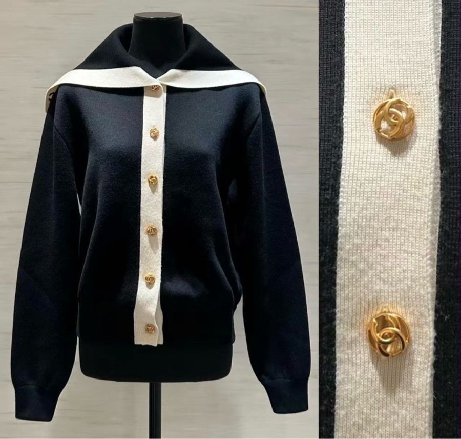 Chanel香奈兒26B黑色海軍服開衫-2