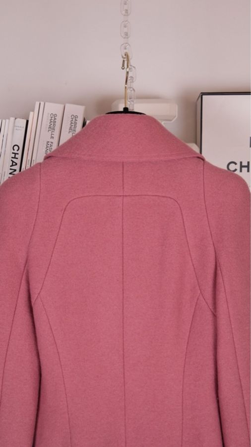 Chanel 97年粉色羊毛刺绣口袋拉链大衣外套-29
