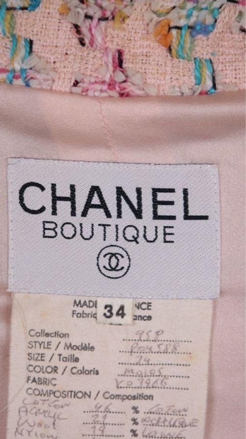 Chanel 95年芭比系列秀款粉彩色粗花呢立领外套半裙套装-62