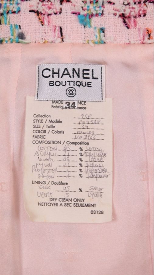 Chanel 95年芭比系列秀款粉彩色粗花呢立领外套半裙套装-66