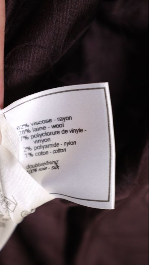 Chanel 01年秋冬秀款棕白格纹双排扣四口袋大衣外套-13