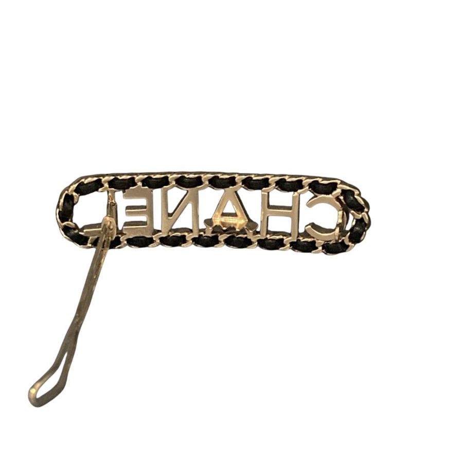 CHANEL 香奈兒 LOGO髮夾 黑色-6