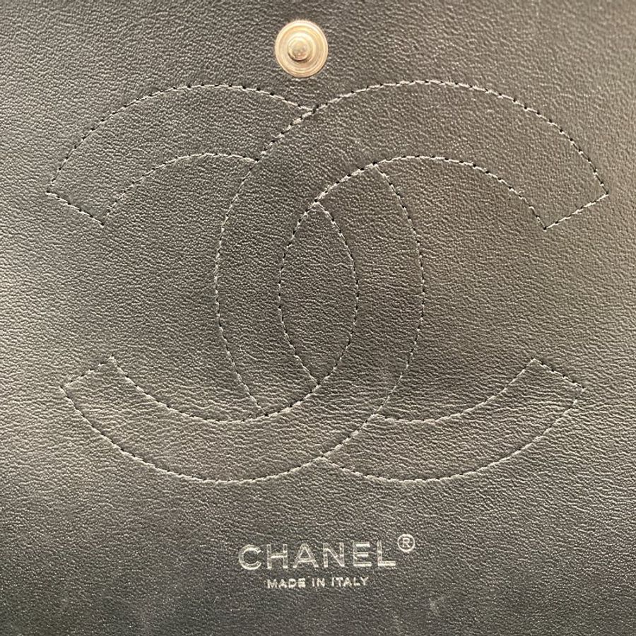 CHANEL 香奈兒 CF30 Jumbo 荔枝牛皮 黑色 銀釦-14