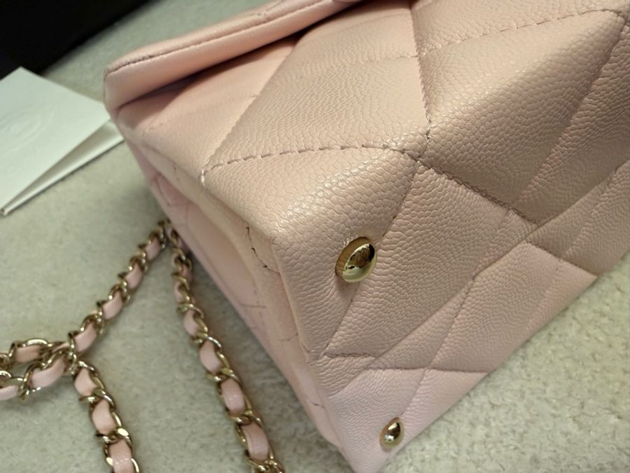 Chanel香奈兒 25S Kelly99新 牛奶盒子公文包 櫻花粉色 荔枝牛皮 25年票芯片款 連盒/手提袋/票/-2