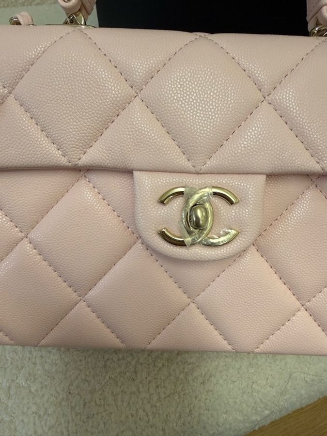 Chanel香奈兒 25S Kelly99新 牛奶盒子公文包 櫻花粉色 荔枝牛皮 25年票芯片款 連盒/手提袋/票/-5