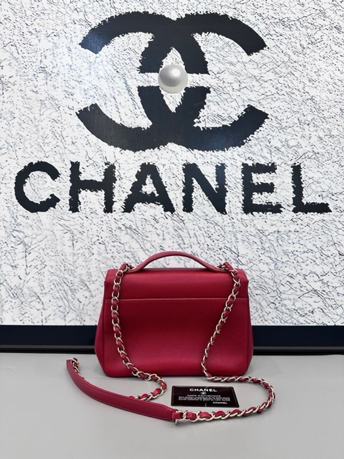 Chanel 香奈兒 affinity 紅色金扣 荔枝紋牛皮 郵差包-2