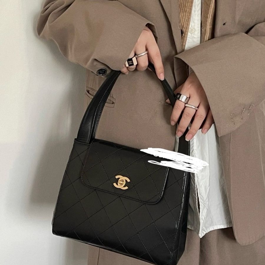 香奈兒Chanel 黑金 Kelly 手提包-7