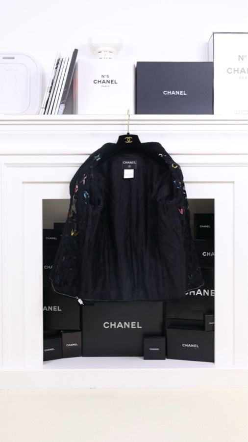 Chanel 01年彩色字母网面两口袋外套-4