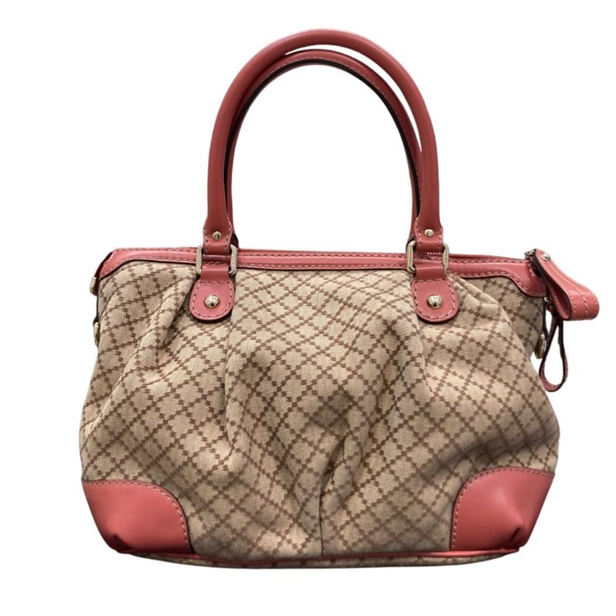 GUCCI 古馳 247902 老花兩用包 帆布 老花 棕色/粉色 金釦-2