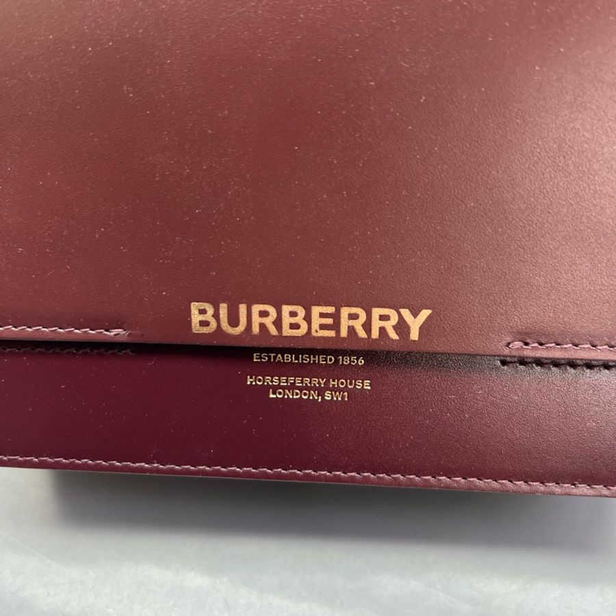 Burberry巴寶莉格蕾絲郵差包酒紅色-5