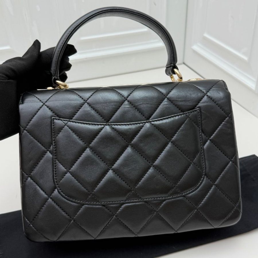 香奈兒/Chanel Trendy CC黑色金扣小號手提包-1
