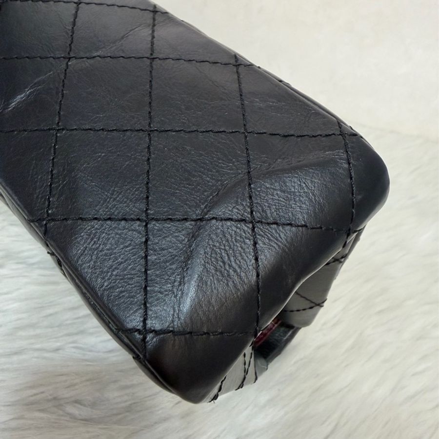 CHANEL A37587 黑色紙揉牛皮金扣 2.55 28cm 肩背包 斜背包 側背包 斜挎包-12