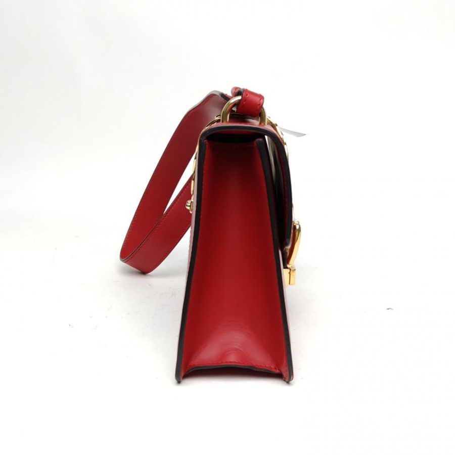 GUCCI Sylvie塞爾維亞絲帶包小號紅色牛皮革金扣肩背包-3