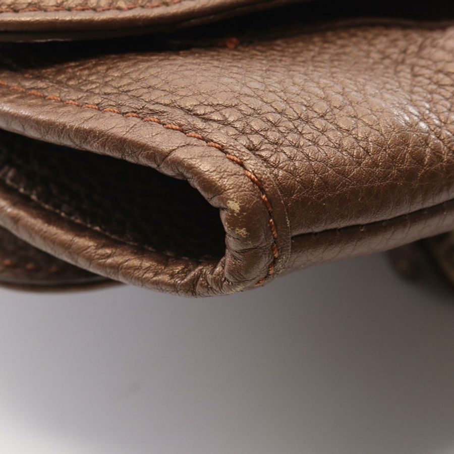 FENDI Selleria Logo 單肩手提包,棕色皮革,二手女款-6