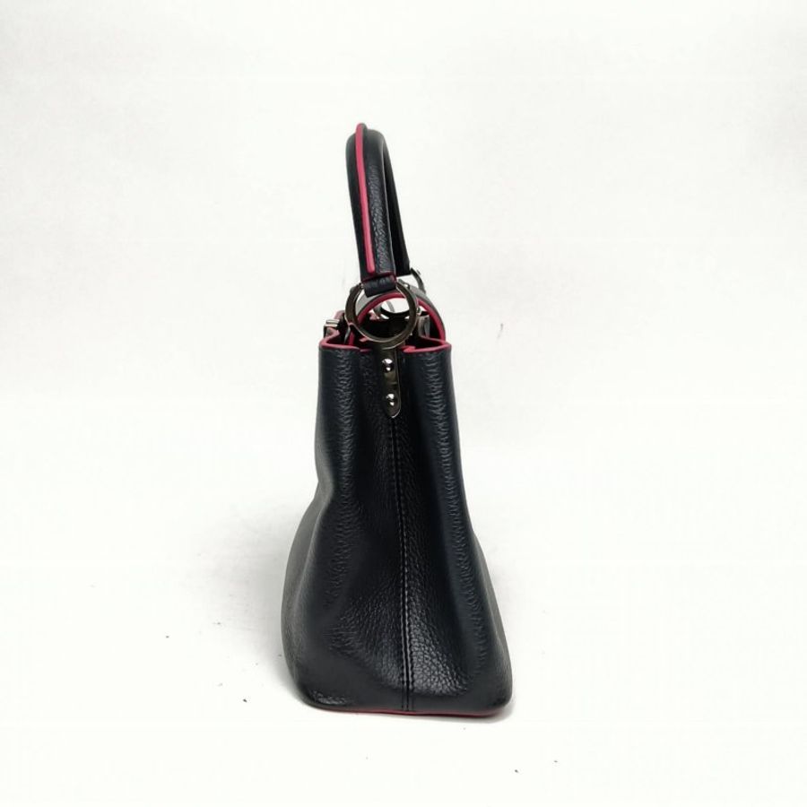 LOUIS VUITTON Capucines小號黑色牛皮革銀扣2017肩背包-1