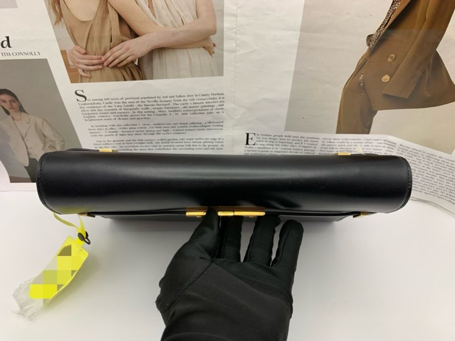 聖羅蘭 YSL 曼哈頓系列 單肩包 黑金 牛皮革-4