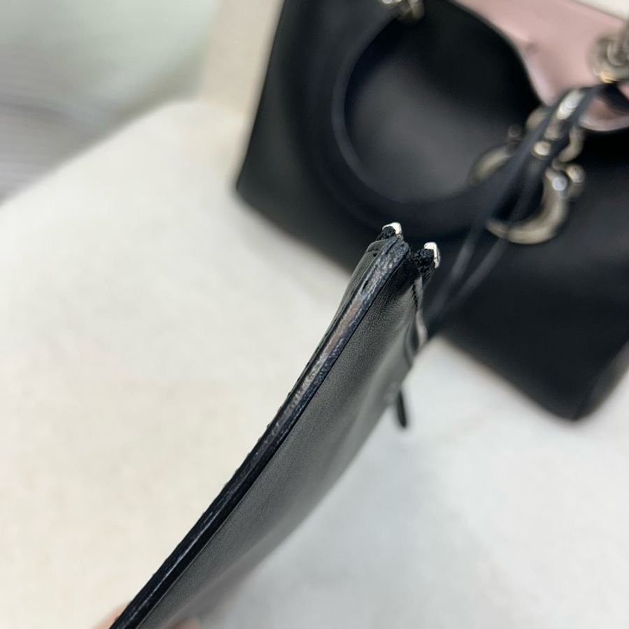 Dior黑拚內裏淡粉色牛皮Diorissimo Tote銀釦手提斜背包-13