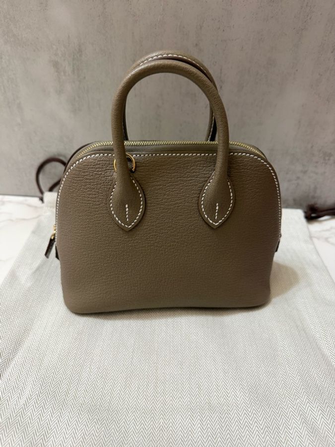 💖Hermes Mini bolide 大象灰金釦💖 G刻 全新全配 2026購證-0