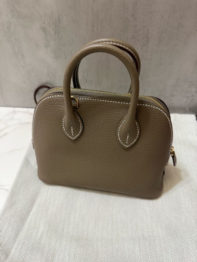 💖Hermes Mini bolide 大象灰金釦💖 G刻 全新全配 2026購證-2