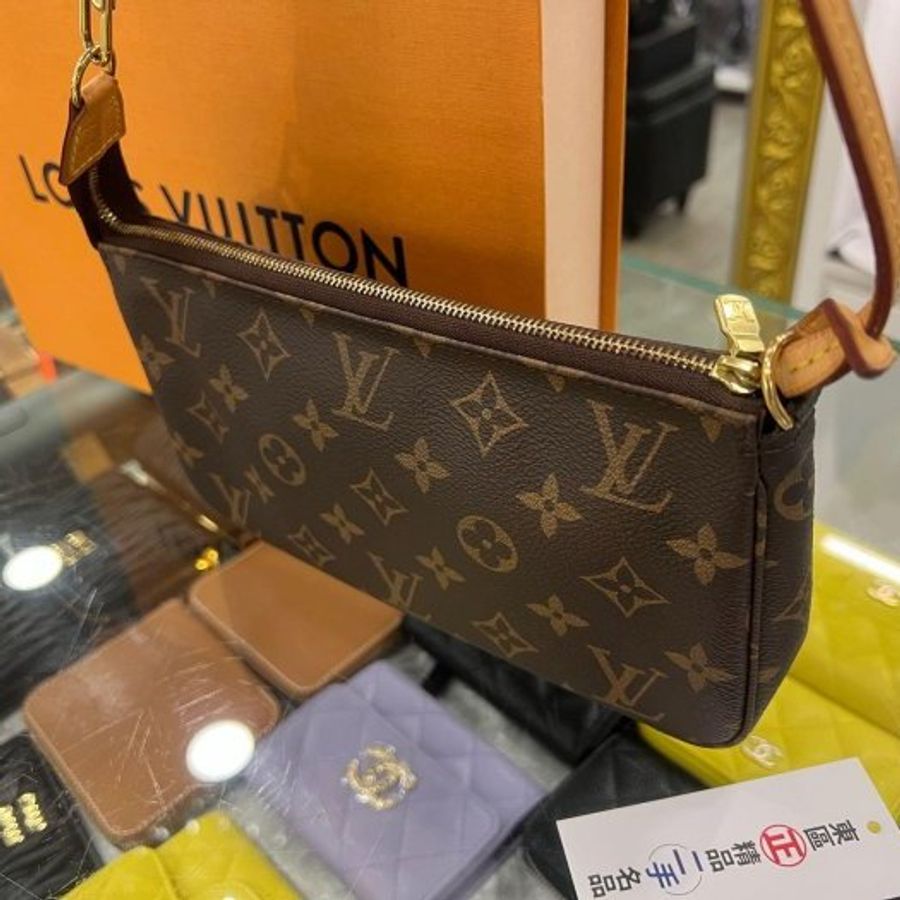 東區正精品㊣LV LOUIS VUITTON M40712 老花字紋拉鍊手提包腋下包麻將包肩背包 RZ6571-5