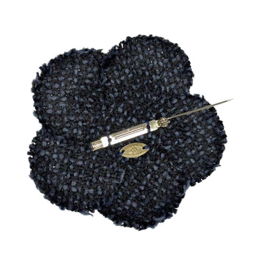 CHANEL 中古 粗花呢 山茶花 胸針-5
