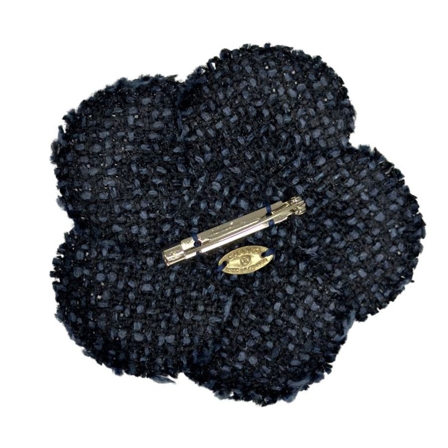 CHANEL 中古 粗花呢 山茶花 胸針-6