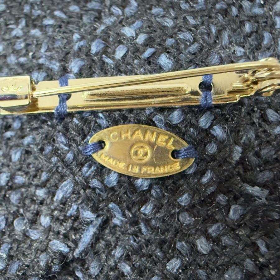 CHANEL 中古 粗花呢 山茶花 胸針-8