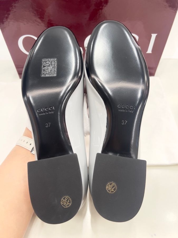 Gucci 古馳灰色漆皮樂福鞋 size37 碼-4