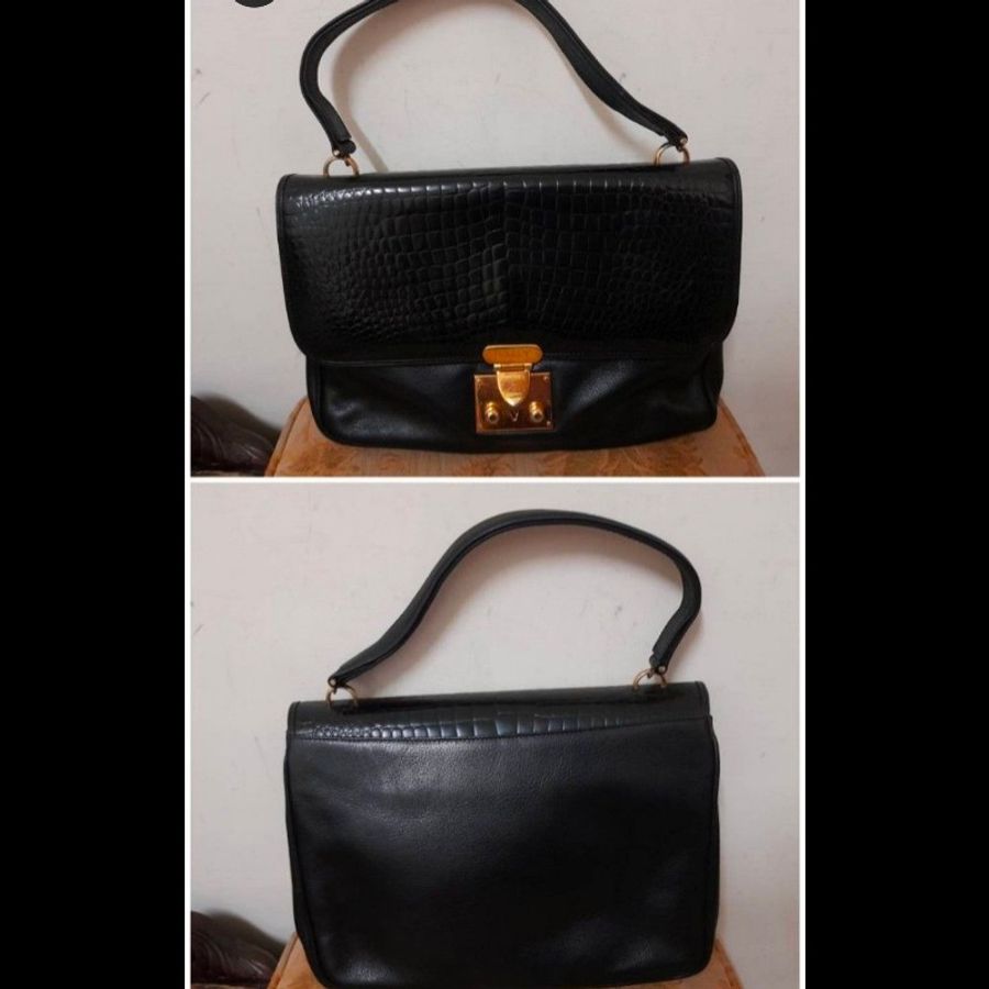 Bally 正版絕版 義大利製老件 真皮壓鱷魚皮紋包身 真皮多隔層內裡 有倉庫折舊 手提 肩背 斜背包 請看商品敘述-10