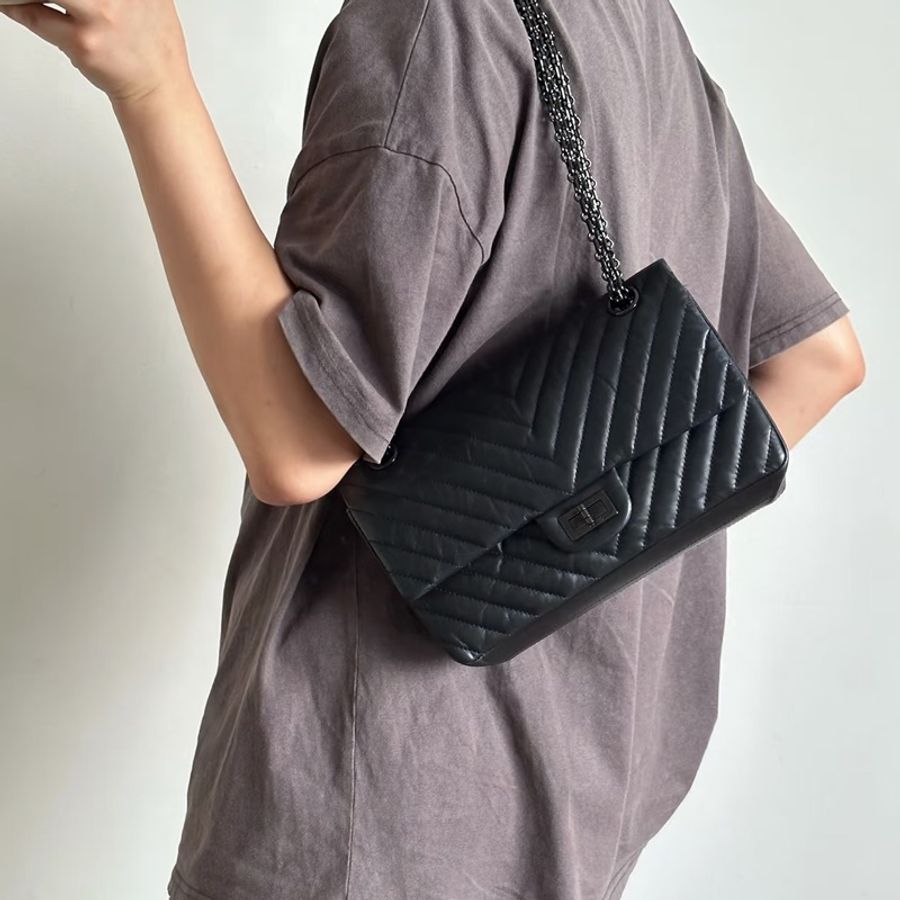 Chanel • 經典2.55 山形紋So Black牛皮小號 🈶購證-6
