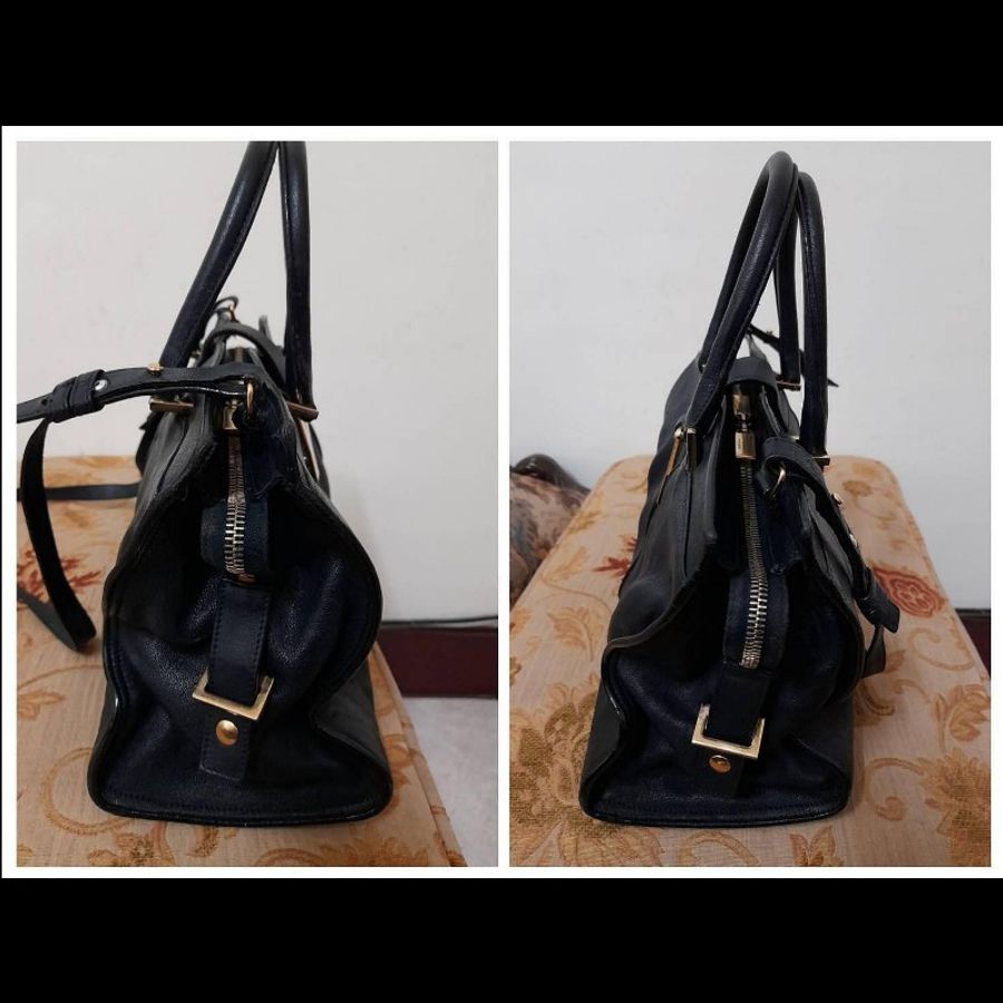 Yves Saint Laurent 正版絕版 古董包 真牛皮包身 微倉庫折舊 手提 斜背 肩背包 請看商品敘述-11