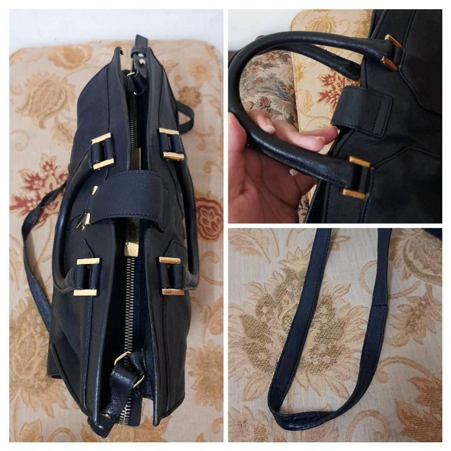 Yves Saint Laurent 正版絕版 古董包 真牛皮包身 微倉庫折舊 手提 斜背 肩背包 請看商品敘述-12