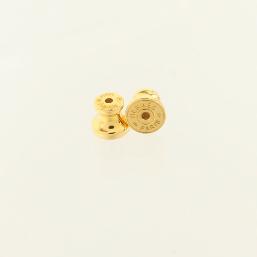 HERMES Madame皮革/金屬Olympe Earrings金扣耳環Gold-4