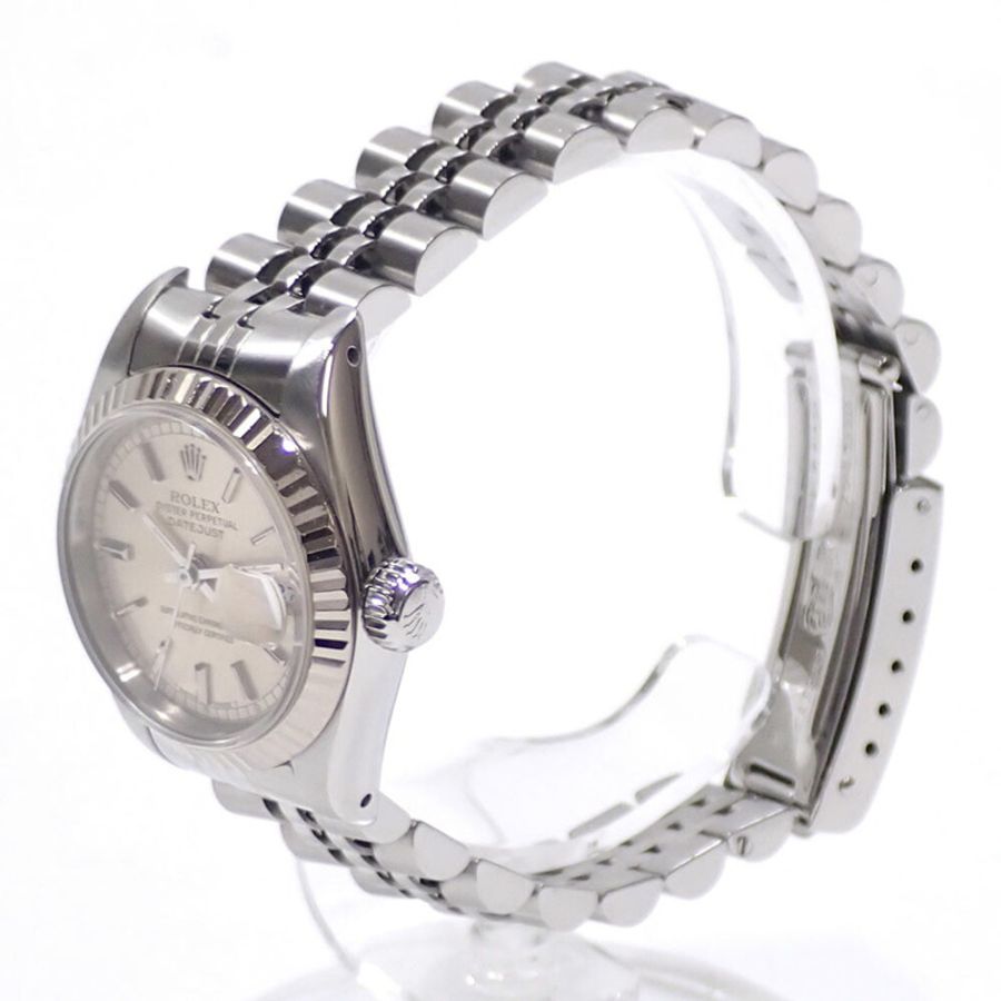 勞力士 Datejust 女士腕錶 69174 自動上鍊,R 字頭序號,約 1988 年,不鏽鋼和白金材質,自動上鍊,銀色錶盤,C2249641-1