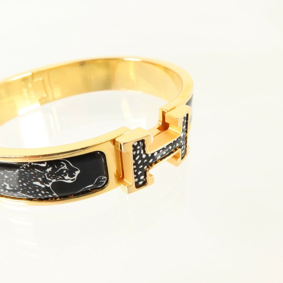 HERMES 金屬/琺瑯Clic H Bracelet金扣手鏈-5