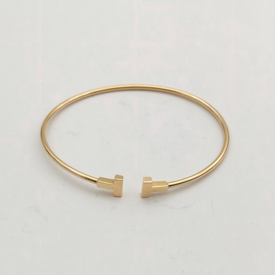 TIFFANY&CO TiffanyT線圈手鐲小號18K玫瑰金16號-1