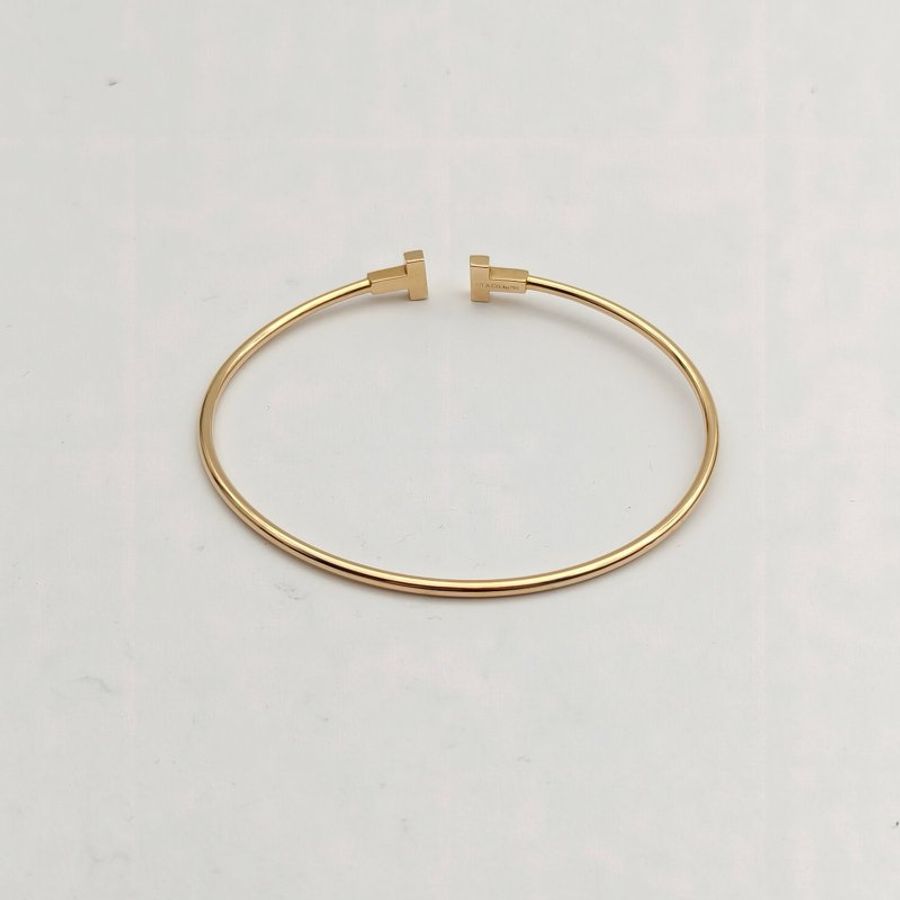 TIFFANY&CO TiffanyT線圈手鐲小號18K玫瑰金16號-3