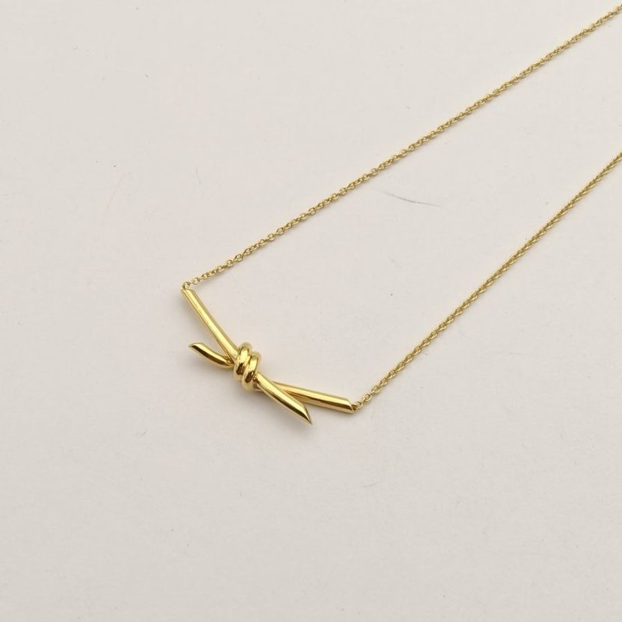 TIFFANY&CO TiffanyKnot雙打結不帶鑽18K黃金項鏈-1