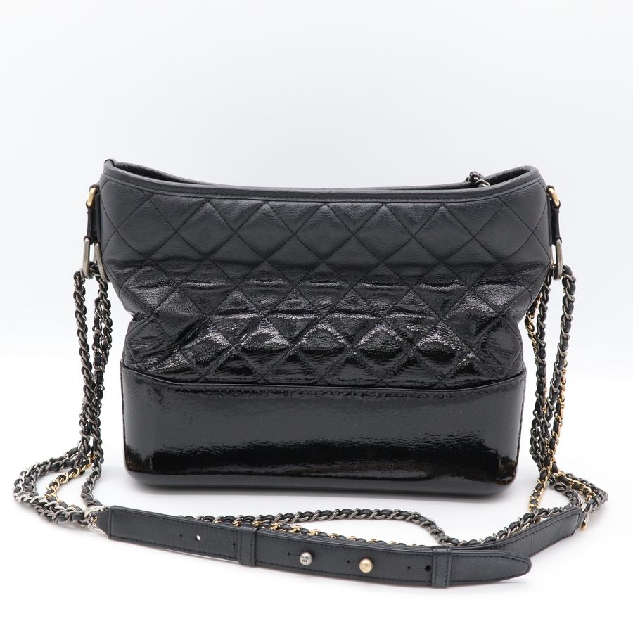 Chanel 香奈兒 Gabrielle Hobo 中號 流浪包 黑色 牛皮 漸層油蠟皮 斜背包 肩背包-2