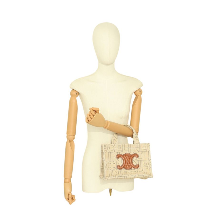 CELINE 賽琳 Small Cabas Thais 兩用包 黃褐色 帆布 牛皮 199162ERQ-6