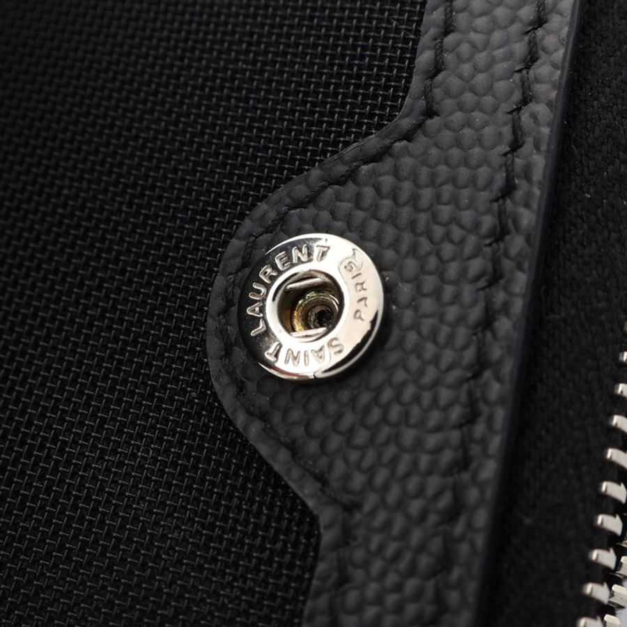 SAINT LAURENT YSL 聖羅蘭 二折 扣式短夾 黑色 牛皮 575789-6